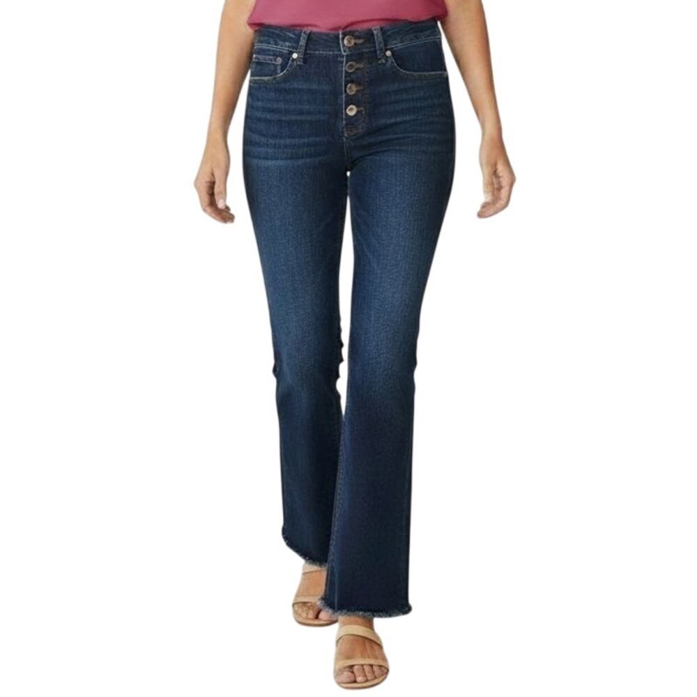 J. Crew 9" Billie Demi-Boot Crop Exposed Button Fly Jeans Dark Worn Wash 31